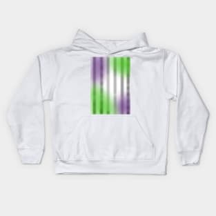 Beetle purple green black and white juice stripes diagonal illusion Kids Hoodie